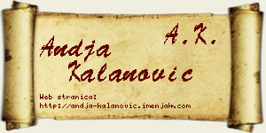 Anđa Kalanović vizit kartica